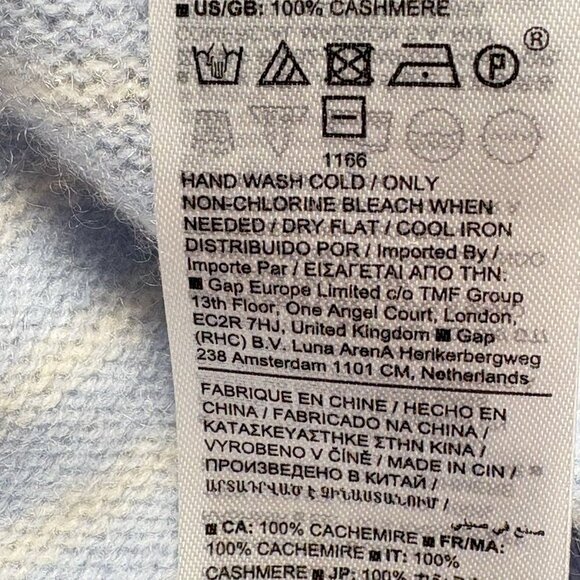 BANANA REPUBLIC Women Cashmere Sweater Size L Blue White Stripe V Neck 61-2 - Picture 6 of 9